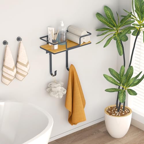 Image of efluky Ironing Board Hanger with Removable Hooks, Ironing Board Holder Wall Mount for T /Y Type, 12.59 inch L x 5.9 inch W x 2.36 inch H, Black