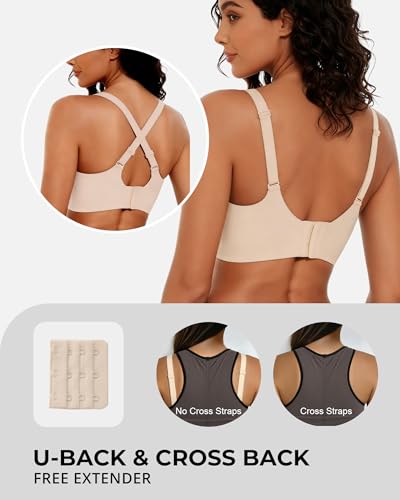 Image of Gailife Womens Jelly Comfortable Bras for Women No Underwire Supportive Bra | Wireless Bra Seamless Bralette Push Up,Soft Tshirt Bras,Mesh V /V Neck,U-back /X-back,Breathable Semi-fixed Pads,Bra Extender