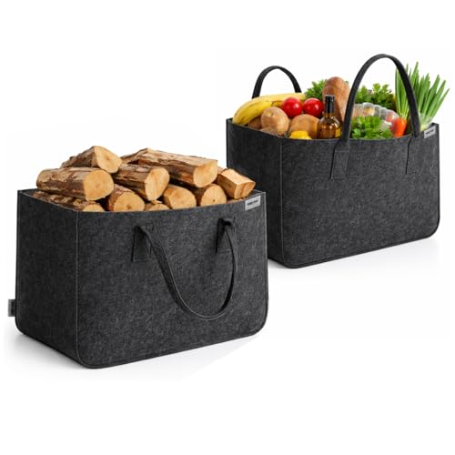 COM-FOUR® 2x Filz-Tasche xxl für den Einkauf, Zeitungen...