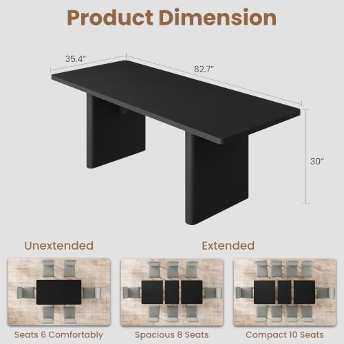 Image of GarveeHome Rectangular 63 inch-82.7 inch Extendable Dining Table with Round Corner