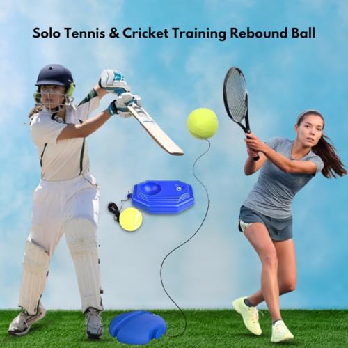 Nylon, Rubber Tennis & Cricket Rebound Ball with String | Solo Training Equipment for Self-Practice | Cricket Ball for Bat Practice (Set of 01), Yellow 3 410zaycZtLL