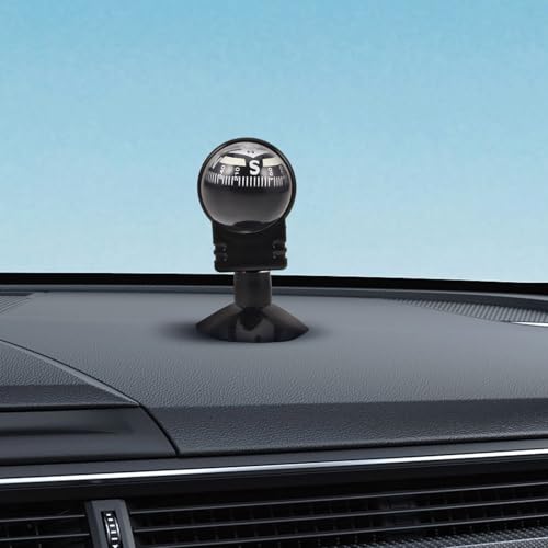 Brújula portátil para auto con base de succión y bola giratoria miniatura 6
