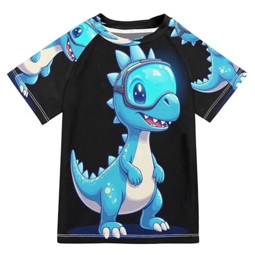 Boys Sun Shirts UV Protection Short Sleeve Rash Guard Swim Shirt Cartoon Dinosaurs Water Shirt Rashguard 4T,49
