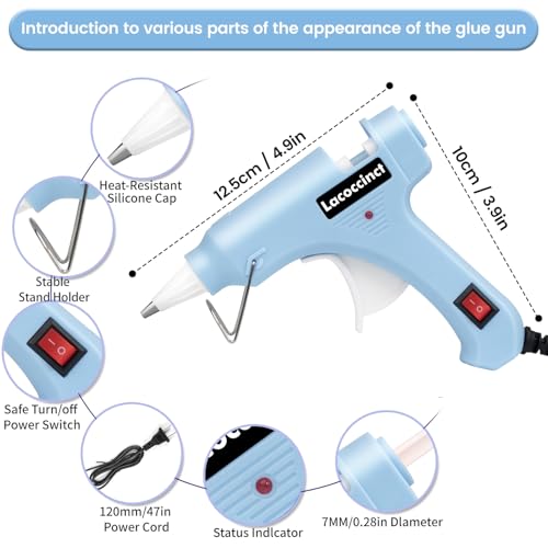 Image of Hot Glue Gun Kit with 30 Glue Sticks, 20W Mini Glue Gun Set (Light Blue) | Fast Preheating, Compact, Hot Melt Glue Gun Ideal for School Classroom Crafts DIY Arts and Quick Home Repairs