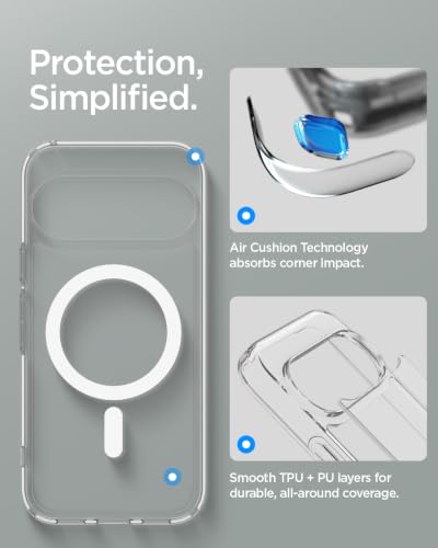Image of Spigen Ultra Hybrid MagFit for Google Pixel 11 Pro XL Case, Clear White | Compatible with Pixelsnap, Anti-Yellowing, Air Cushion Tech, Military-Grade Drop Protection, Compatible with MagSafe