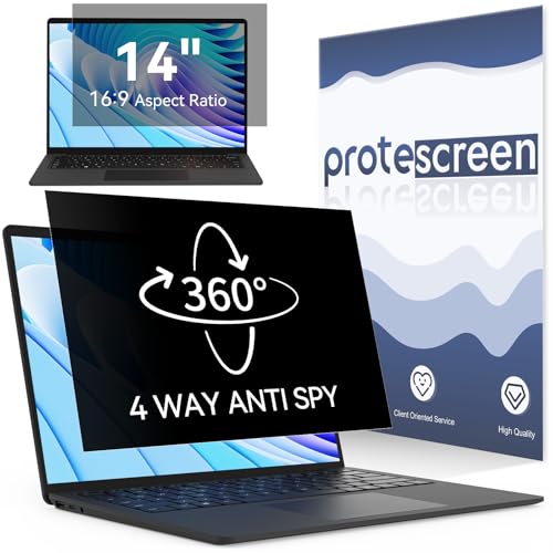360&deg; Laptop Privacy Screen 14 Inch for 16:9 Computer, 14' Monitor 4 Way Privacy Anti Glare...