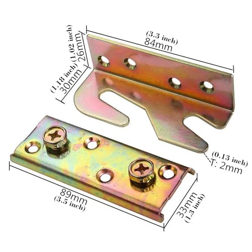 Image of 4Pcs Bed Rail Brackets Heavy Duty Fastener Screws Included Bed Rail Fittings