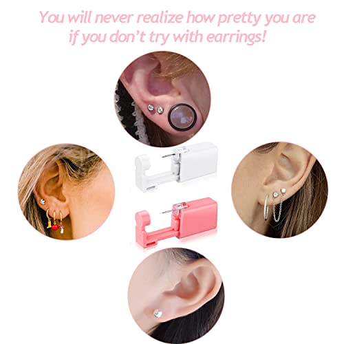 Self Disposable Ear Piercing Gun Kit, 6 Pack Self Ear Piercing Set, Safety At Home Ear Piercing Earrings Studs Piercing Gun Kit No Pain Easy Use Tool with Surgical Steel Earrings Studs Women