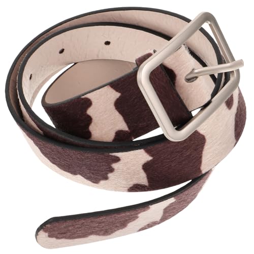 Healifty Adjustable Cow Print PU Leather Belt for Women Fashion Western Waistband for Jeans and Pants Lightweight Cowhide Pattern Accessory for Casual Daily Wear