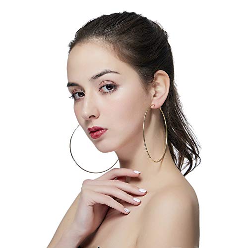 Extra Large Non Pierced Earrings for Women Men - Big Round Circle Clip On Huggie Hoop Earrings Hypoallergenic2