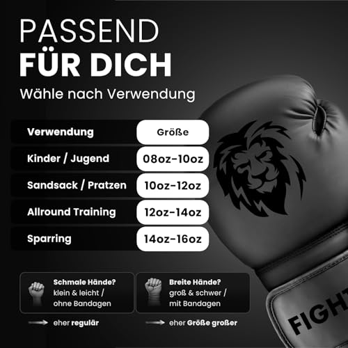 Boxerské rukavice FIGHTR® - Maximální ochrana a stabilita | Boxerské rukavice pro box, MMA, Muay Thai & Kickbox | Velikosti 8-16 oz, včetně přenosné tašky