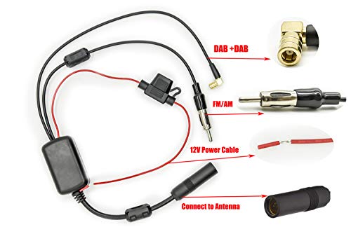Vecys FM/AM DAB DAB+ Car Antenna Signal Amplifier Booster SMB Female to DIN male Adapter 12V Digital Radio Antenna Splitter Antenna Amplifier - Image 2