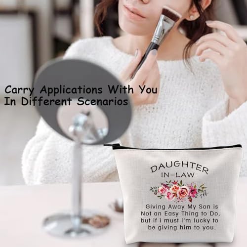 TSOTMO Daughter in Law Gift Wedding Gift Cosmetic Bag Bride Bridal Gift Giving Away My Son is Not an Easy Thing to Do,but if i must i'm lucky to be giving him to you Makeup Bag (My Son)4