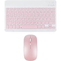 Wireless Keyboard and Mouse - Rechargeable Slim Bluetooth Keyboard and Mouse Set, Silent Bluetooth Mouse, Cordless Keyboard Compatible with iPad Computer PC Laptop Windows Android iOS(Pink)