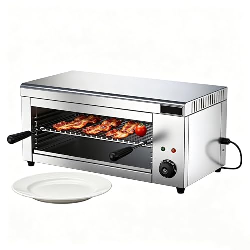 GESAIDES Horno de Salamandra Eléctrico Comercial con Control Termostático, Potencia de 2000 W, Rejilla Ajustable para Cocinar Perfectamente, para Pizza, Pollo Asado y Carne en Cocinas Profesionales