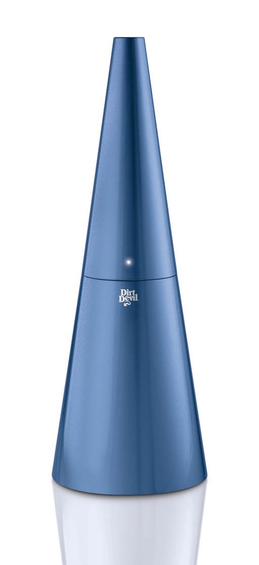 Dirt Devil Kone 0213BLU Cordless Rechargeable Handheld Vacuum Cleaner in blue, standing upright on a surface.