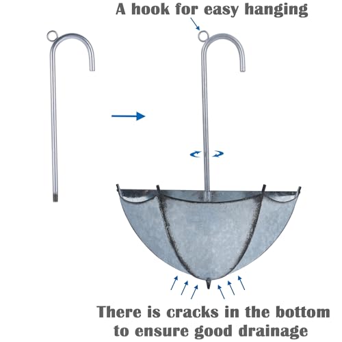 yosager-3-Pack-Galvanized-Metal-Umbrella-Wall-Planter-Hanging-Wall-Flower-Holder-Succulent-Hanger-Vase-Indoor-Outdoor-Rustic-for-Garden-Home-Wall-Decor yosager 3 Pack Galvanized Metal Umbrella Wall Planter Hanging Wall Flower Holder Succulent Hanger Vase Indoor Outdoor Rustic for Garden Home Wall Decor