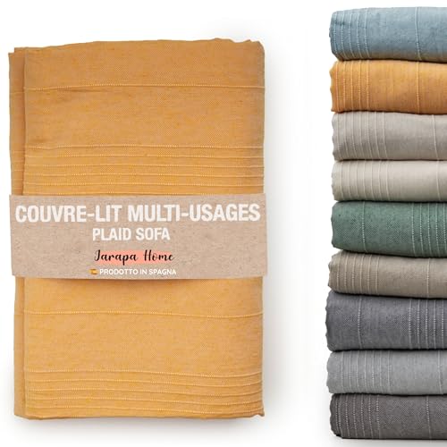Jarapa Home Made with love Couvre-lit Multi-Usages Plaid Canape Couvre-Lits Blancs, Housse de Canapé Résistant et de Qualité Fabriqué en Espagne....