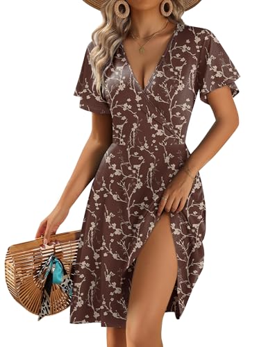 Image of Zeagoo Womens Summer Dresses Wrap V Neck Dress Floral A-Line Ruffle Sleeve Casual Sundress with Pockets 2026