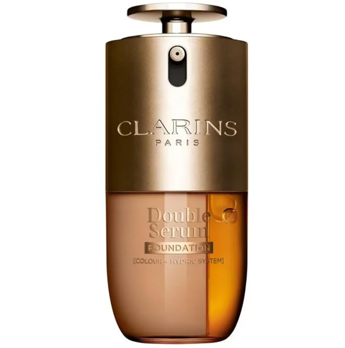 Clarins Double Serum Foundation M4C 30 ml, Hybrid-Make-up-Grundierung mit Serum, glänzendes Satin-Finish, mittlere bis vollständige Abdeckung, feuchtigkeitsspendend, erhöht die Kollagenproduktion