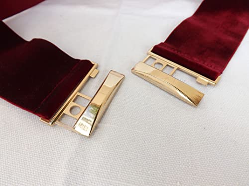 Burgundy Wide Velvet Elastic Waist Belt with Gold Clasp3