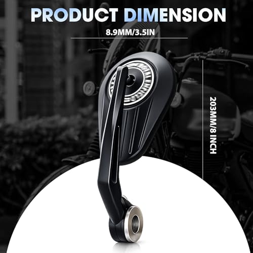 Image of OTOROYS Premium Oval Bar End Mirror for Hunter 350 & Meteor 350 | Convex Bike Rear View Mirror | Metal Handle & ABS Frame | 22mm Handlebar End Mirror Set of 2 (Black)