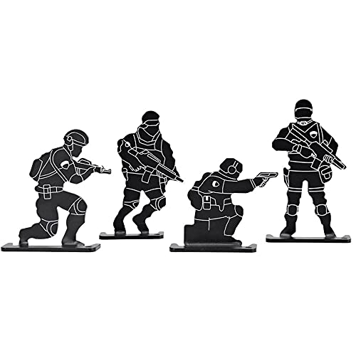 Soldado Delta - Dianas metálicas para Tiro Deportivo (para carabinas, escopetas y Pistolas de balines o Airsoft) - Pack de 4 uds