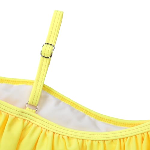Image of Alakuoti Girls One Piece Swimsuits Cutout Ruffle Bathing Suit Quick Dry Beach Swimwear with Adjustable Strap 5-14 Years