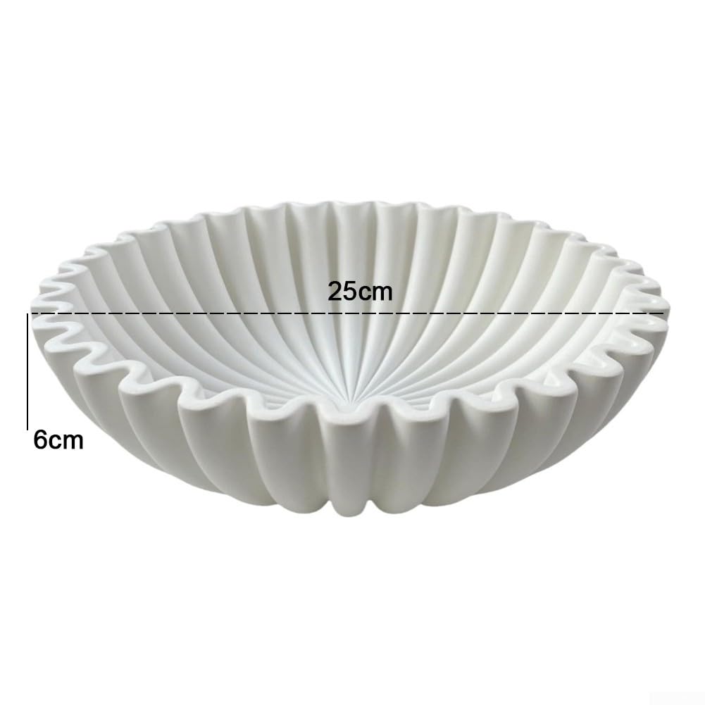 Cuenco decorativo de resina con diseño de volantes festoneados, elegante pieza central para mesa de café, comedor, sala de estar, decoración del hogar, adorno ligero (B)