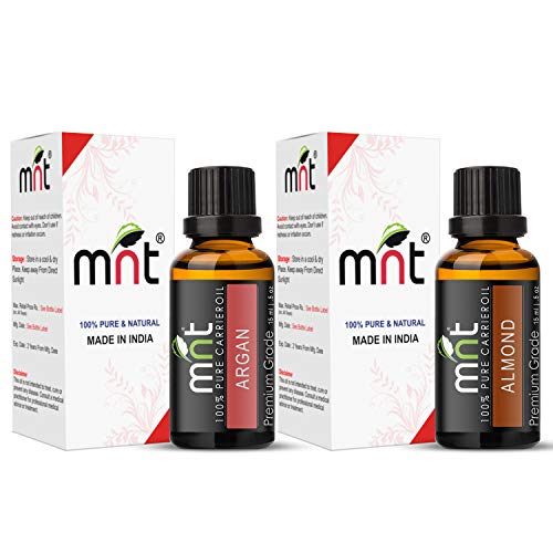 Image of MNT Combo of Argan Oil and Almond Oil For Hair Growth, Skin care (Each 15ML) - 100% Pure Natural Oil