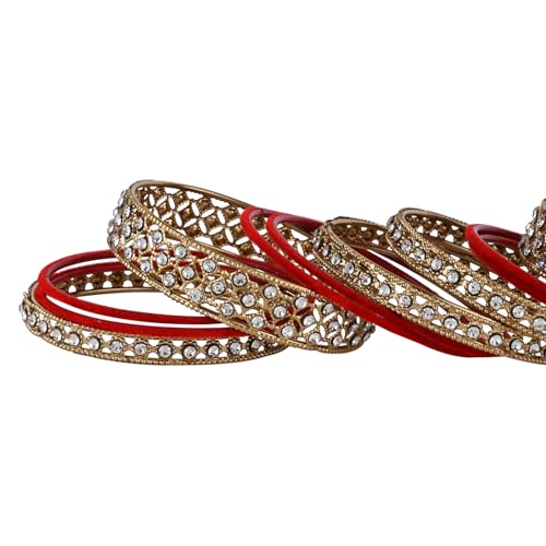 Image of I Jewels Gold Plated Traditional Royal Emerald Velvet Chuda Bangle Set Kada for Bridal /Women