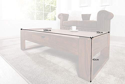 invicta INTERIOR Massiver Couchtisch MARKANT 100cm Sheesham mit Schublade Wohnzimmertisch Tisch Massivholztisch – Bild 4