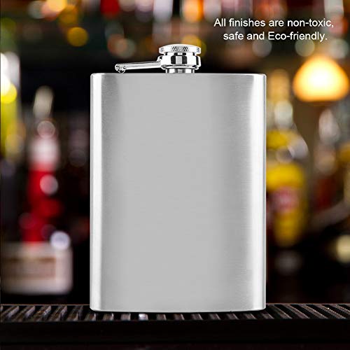 Botella portátil de acero inoxidable de bolsillo, elegante botella de alcohol con embudo para hombres o mujeres para beber whisky, licor, vino, alcohol (8 onzas), petaca, petaca, 8/7/10 onzas, acero