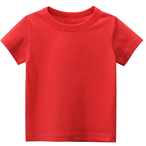 PTPUKE Kids' Tees Crewneck Cotton Solid T-Shirts Boys Girls Short Sleeve Toddler Comfort Soft T-Shirt Undershirt Tops