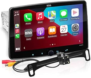 BOSS Audio Systems BCPA10RC Apple CarPlay Android Auto Car Multimedia Player - Single Din Chassis with 10.1 Inch Capacitive Touchscreen, Bluetooth, No DVD, RGB Illumination, Rear Camera Included