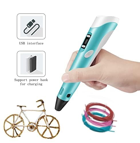 Qatalitic 3D Printing Pen with USB Cable, LCD Display with Free Refill PLA Filaments, Easy to Use for Kids to Doodle and Sketch in 3D, Ready to Create (Random Color)