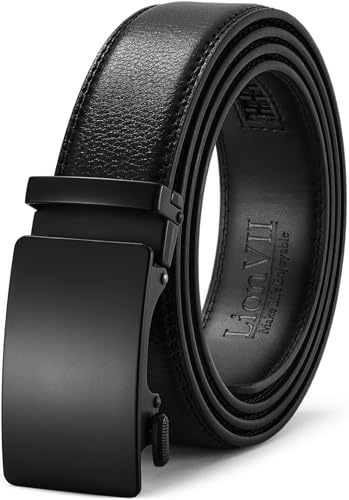 LionVII Ceinture pour homme avec cliquet automatique – Ceinture réglable de 3,5 cm en cuir véritable pour les loisirs et les affaires, peut être coupée...