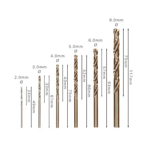 Bosch 6x PRO Stainless Steel HSS-Co Spiralbohrer-Set (für Stahl, Edelstahl, Ø 2,0, 3,0, 4,0, 5,0, 6,0, 8,0 mm, Professional Zubehör Bohrmaschine/Schrauber)