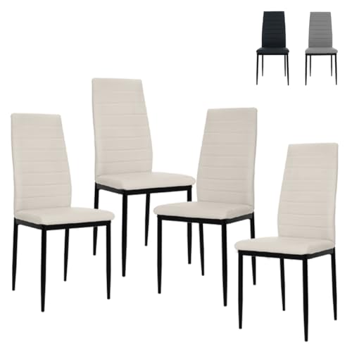 La Mejor Recopilación de Sillas de comedor que puedes comprar esta semana. 46 SELECTSHOP Set De 4 Sillas para Comedor Minimalista Moderno Acojinadas Super Comoda Respaldo Alto De Vinipiel Adecuado para El Hogar Restaurante Reunión (Blanco)