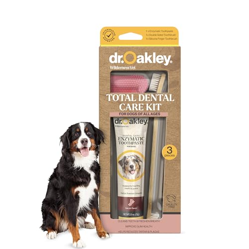 Image of Dr. Oakley Dog Toothpaste Bacon Flavor Enzymatic Dental Kit with Toothbrush & Finger Brush Vet Recommended - 3-Piece Set
