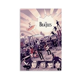 YBRAVO Poster décoratif sur toile The Beatles – Impression d’art moderne pour chambre à coucher – 50 x 75 cm - Les Beatles, Paul McCartney, John Lennon, RIngo Starr, George Harrison