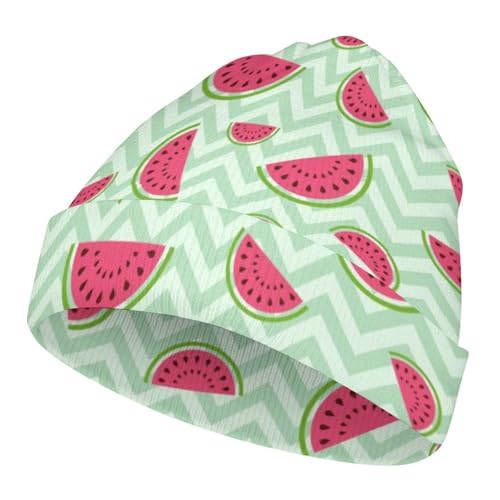 Watermelon in Green Stripes Kids Beanie Hat for for Girls Boys Children Cap Winter Knitted Chemo Cancer Headwear Accessories Gifts Decoration