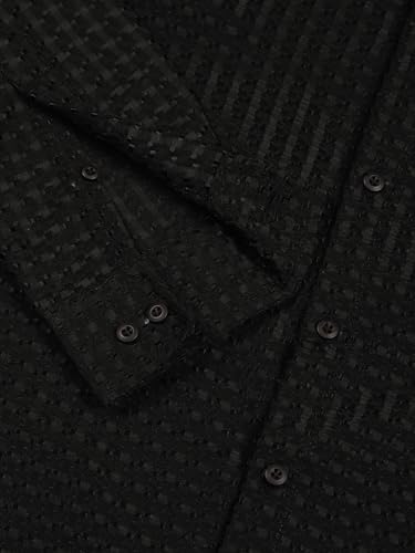 Image of Thomas Scott Men's | Solid | Textured Fabric | Full Sleeve | Slim Fit | Polyester-Blend | Spread Collar | Casual Shirt