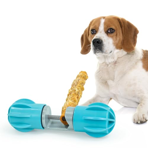 Booche Bully Stick Bolt for Dogs Dog Treat Holder, Hold on to Last bite - Securely Firm to Help Prevent Choking, Dog Safety Device - Silicone Covering for Floor Protection and Noise Reduction (Blue)