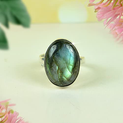 Image of Women Natural Certified Labradorite Adjustable Ring - Gemstone Crystal Stone