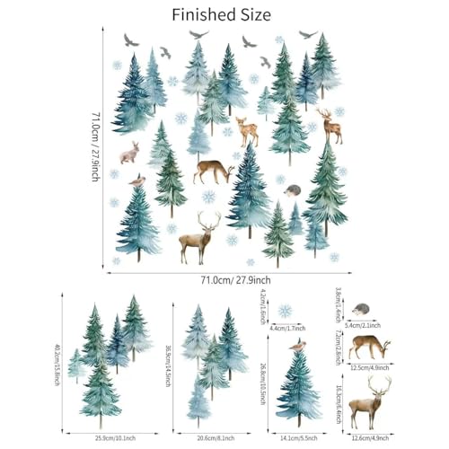 Vinilos decorativos de árbol de Navidad 2 hojas 90x28.5 cm miniatura 3