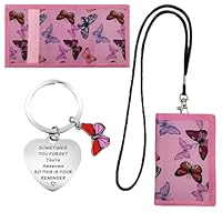 DINGFENG Portafoglio Bambina Rosa Farfalla – Portamonete bambina con Portachiavi Farfalla, Portafoglio bambini con chiusura velcro & scomparti – Regalo perfetto per scuola
