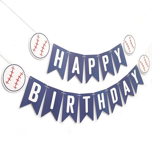 Baseball Happy Birthday Banner - Baseball First/1st Birthday Decoration Rookie Of The Year Banner Sporty Birthday Decor (blue3)