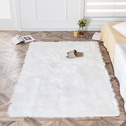 Alfombra de felpa (120 x 180 cm), color blanco Cover