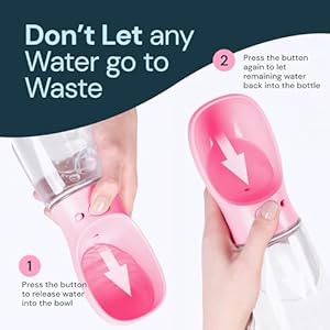   MalsiPree-Dog-Water-Bottle-Portable--Leak-Proof-and-Lightweight-Water-Bottle-for-Dogs--Dog-Travel-Water-Bottle-with-Bowl--Dog-Walking-Accessories-19OZ-Pink